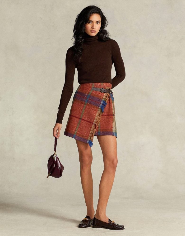 Gonne in tweed per donna UK - Gonna a quadri mini a vita alta Gonna a linea A in tartan per donna Gonna stampata in lana Gonna aderente a matita Gonna