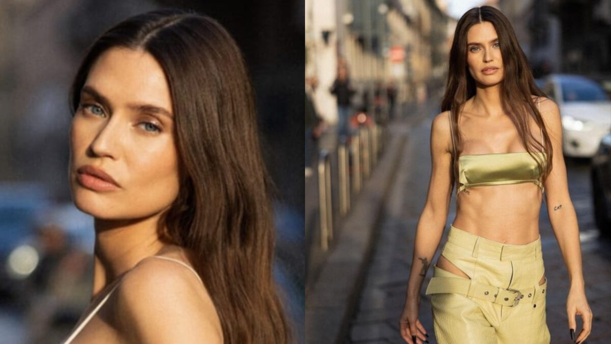 Bianca Balti enchants the fans with the micro top and the pants cut on the hips