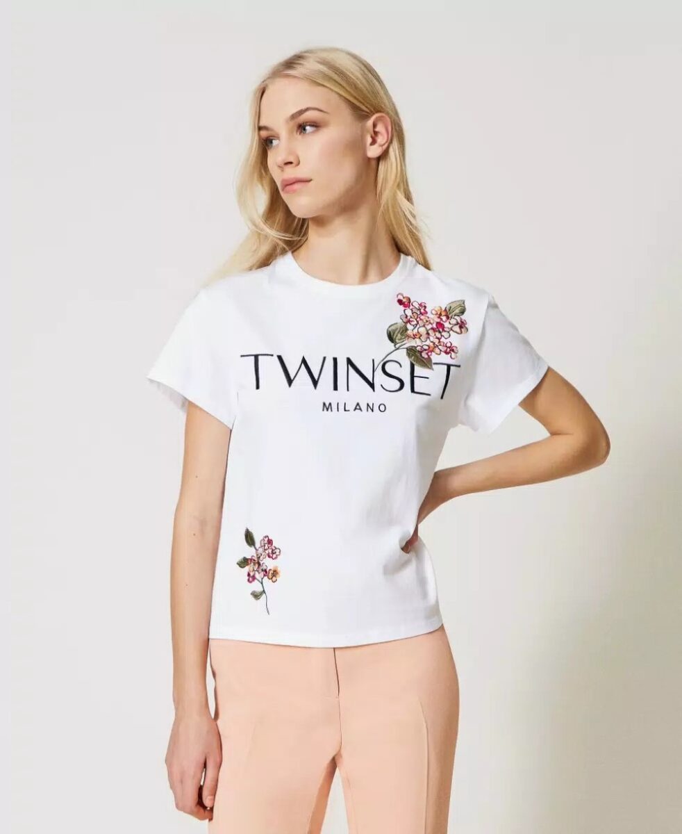 T-Shirt Donna A Fiori Con Stampa Margherita – Maniche Corte, Girocollo, Vestibilità Slim, Casual Estiva