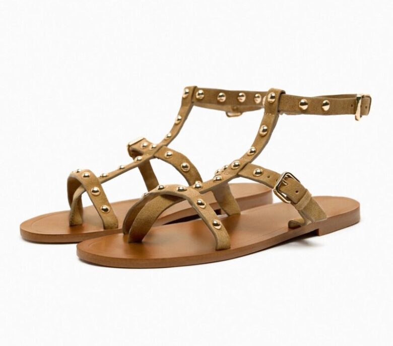 sandali in pelle scamosciata