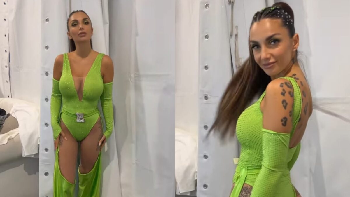 Elettra Lamborghini fa impazzire i fan: l’audace tutina verde fluo evidenzia il lato B!