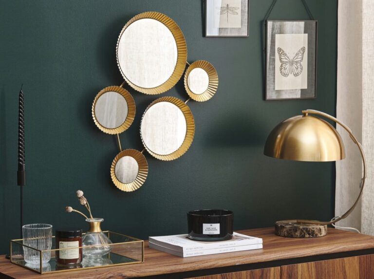 Specchi decorativi rotondi neri con cornice in metallo, moderni specchi da appendere alla parete per soggiorno, camera da letto, bagno, ingresso