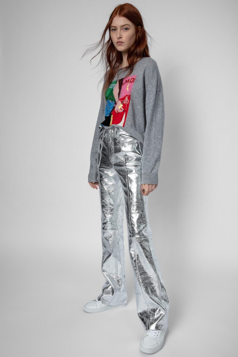 silver trousers