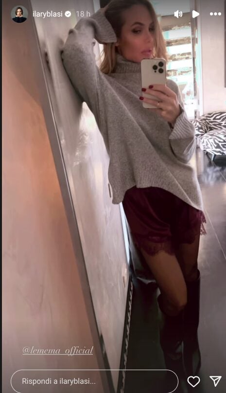 Ilary Blasi lancia il trend dei pantaloncini lingerie (abbinati ad un maxi pullover): copia il Look!