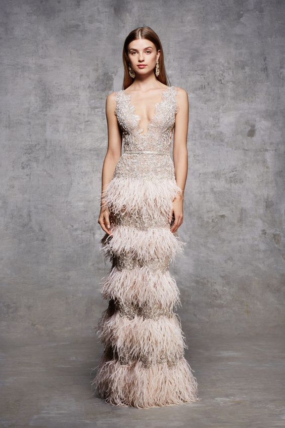 Abbigliamento piume Autunno Inverno 2018 2019  Marchesa