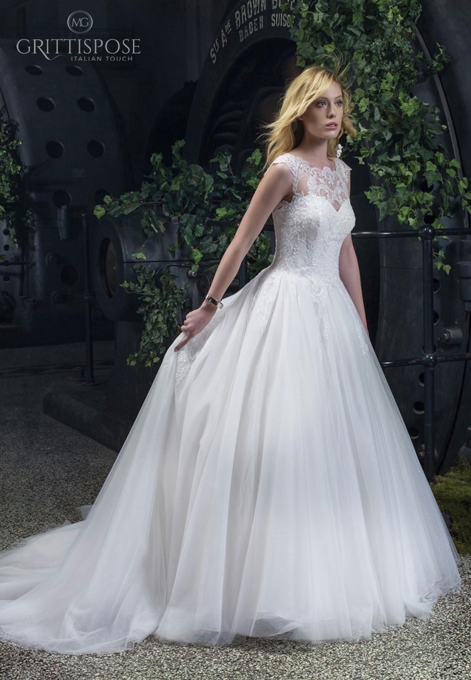 Abiti da sposa Gritti 2018 modello pizzo e tulle