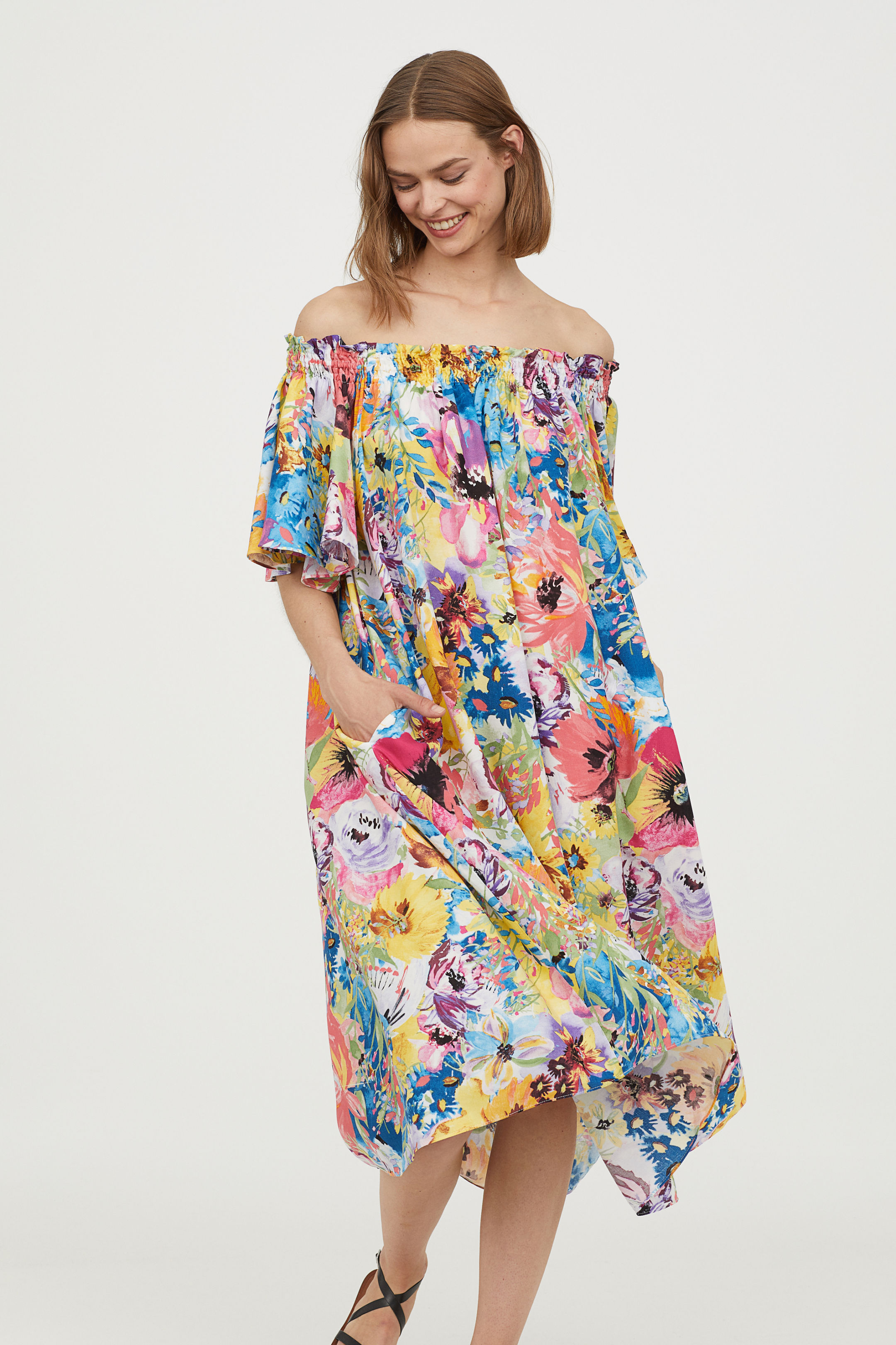 Abito con scollo Bardot H&M
