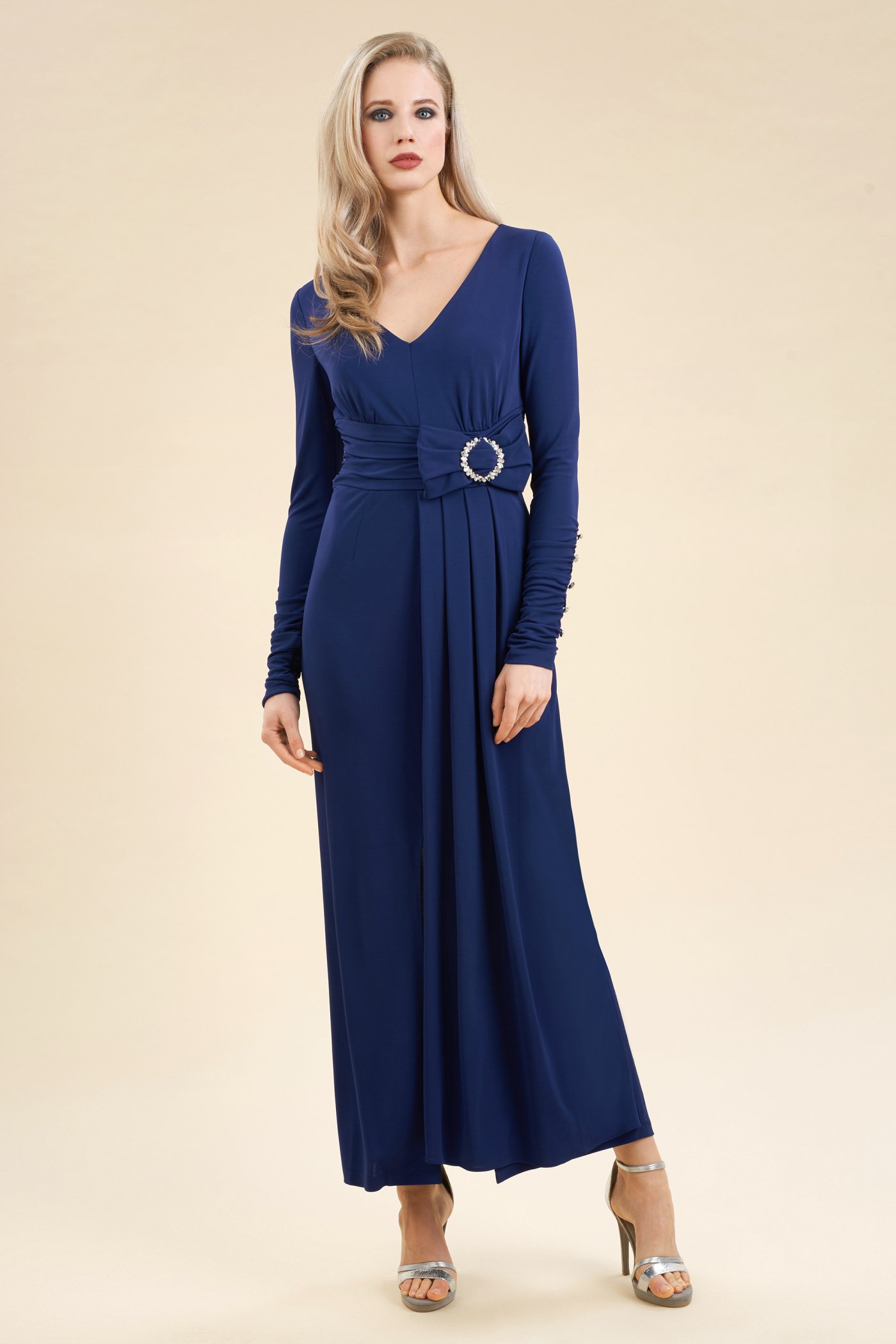 Abito da sera blu elegante Luisa Spagnoli autunno inverno 2018 2019