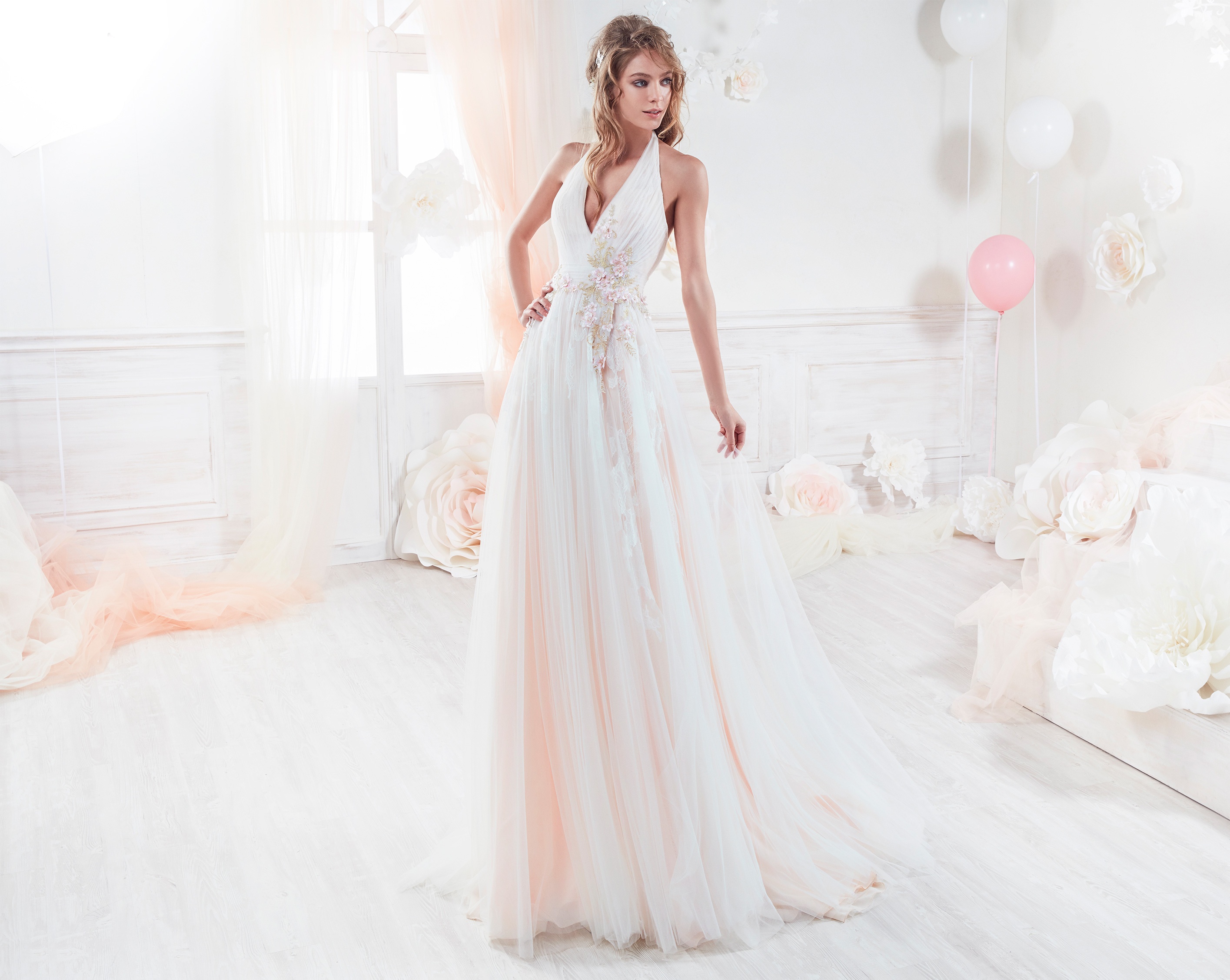 Abito da sposa stile impero rosa Colet per donne basse