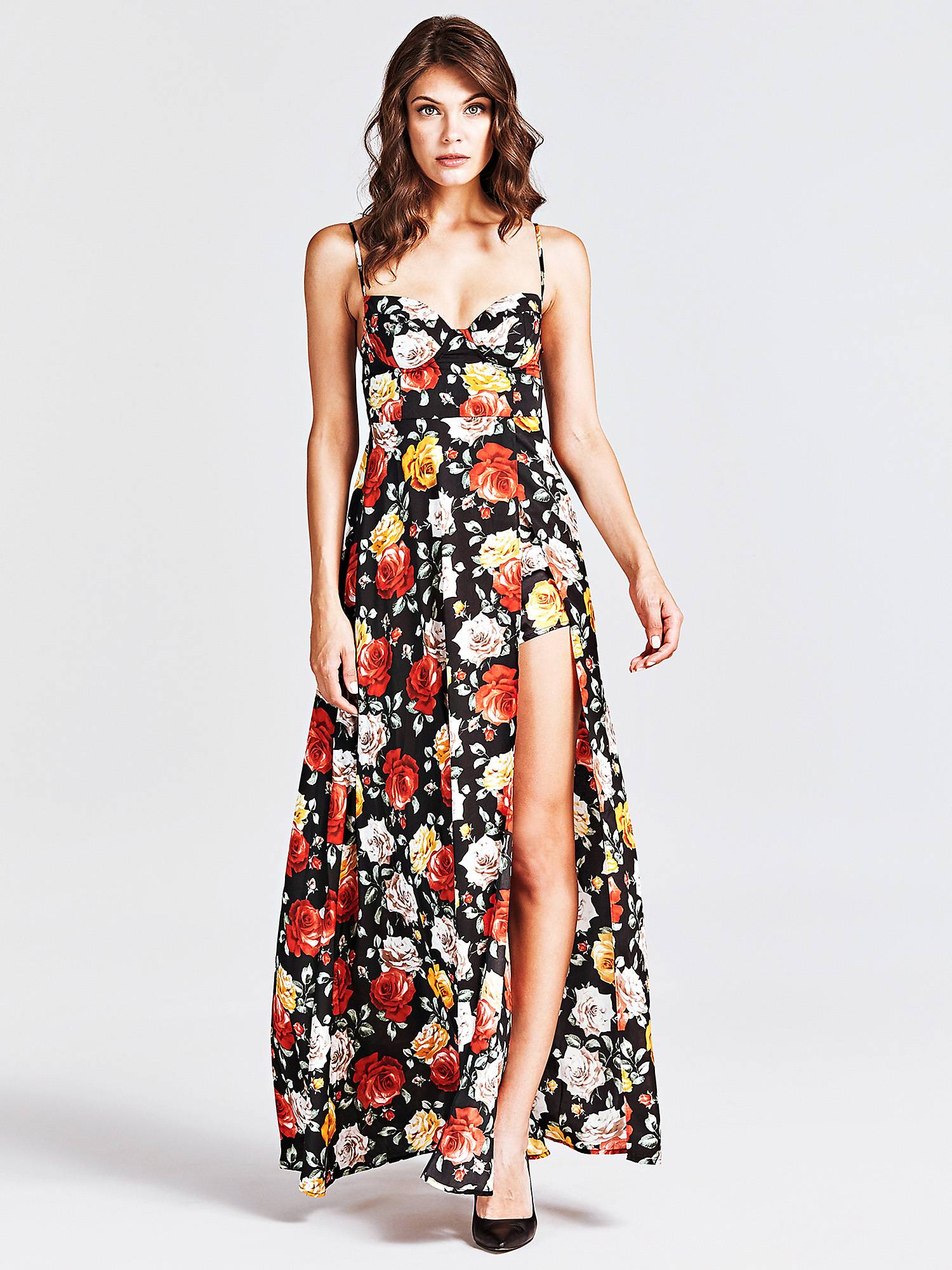 Abito lungo a fiori con spacco a 139,90 euro