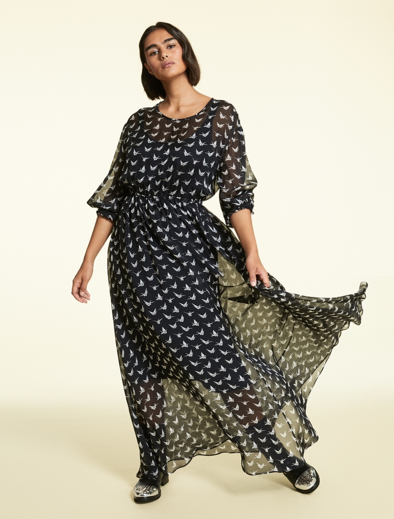 Abito lungo in chiffon di seta Marina Rinaldi a 690 euro