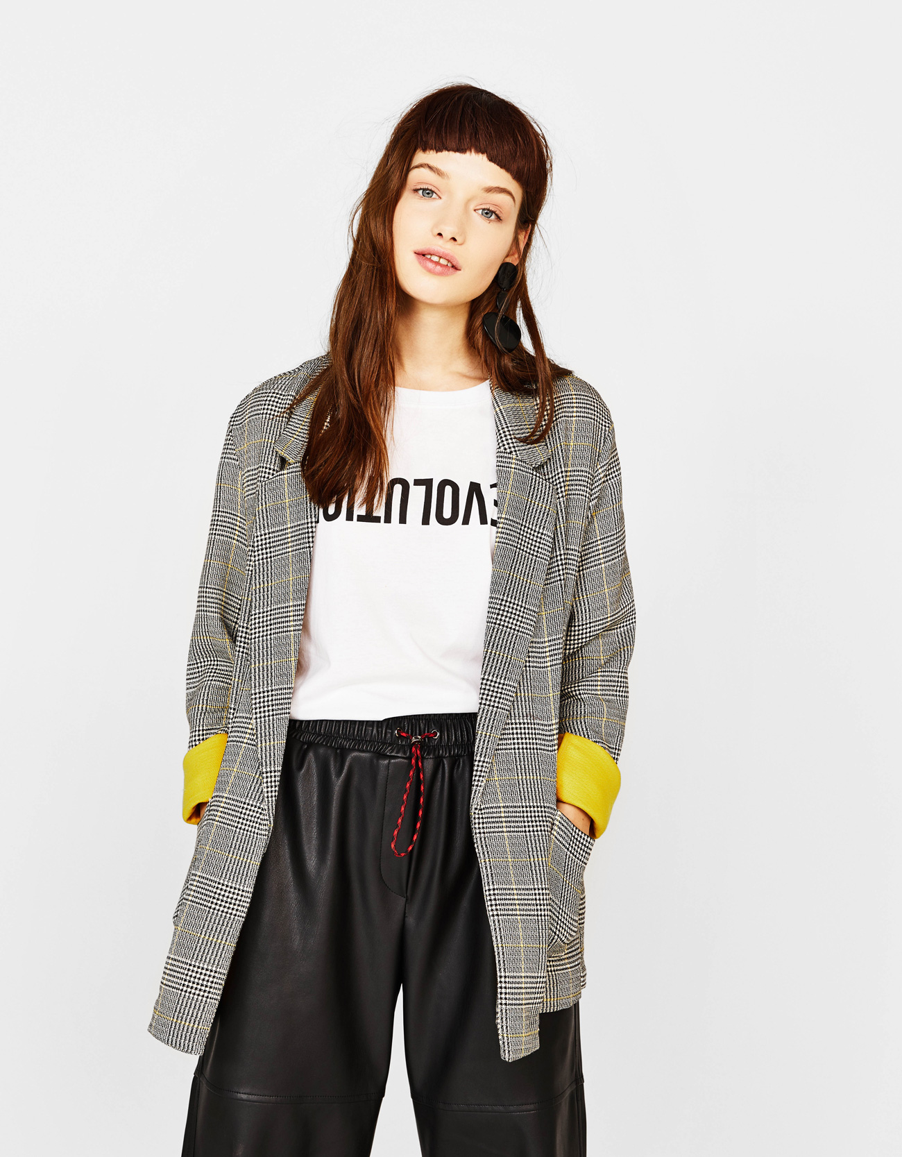 Blazer a quadri Bershka