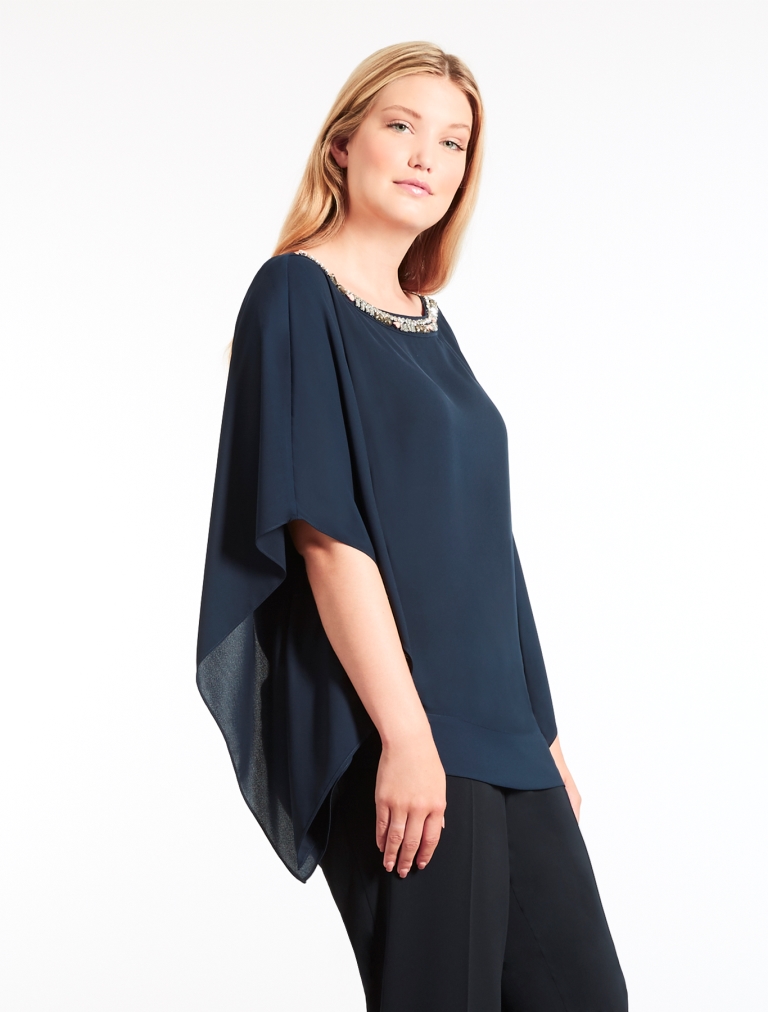 Blusa gioiello in tessuto fluido Persona