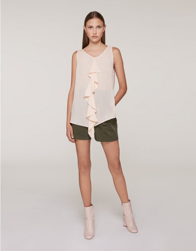 Blusa in cupro con ruches Dondup