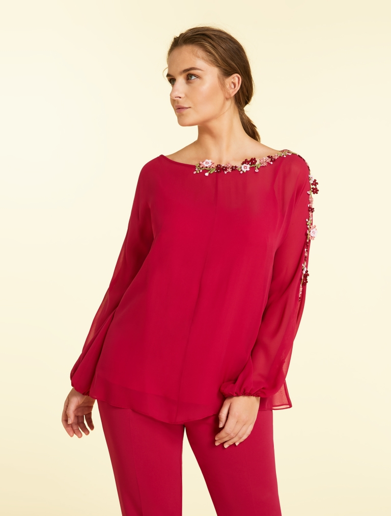 Blusa in seta a fiori Marina Rinaldi a 380 euro