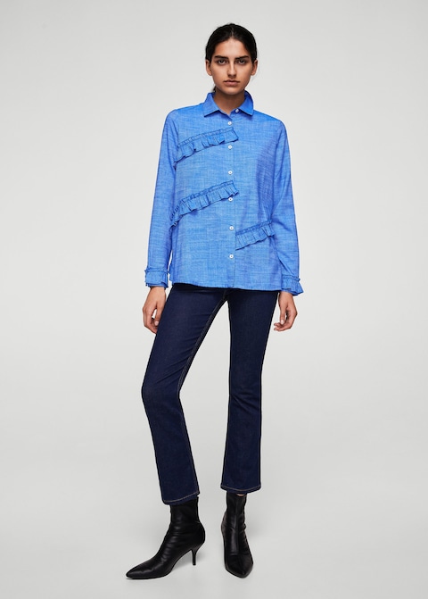 Camicia di jeans con volants Mango