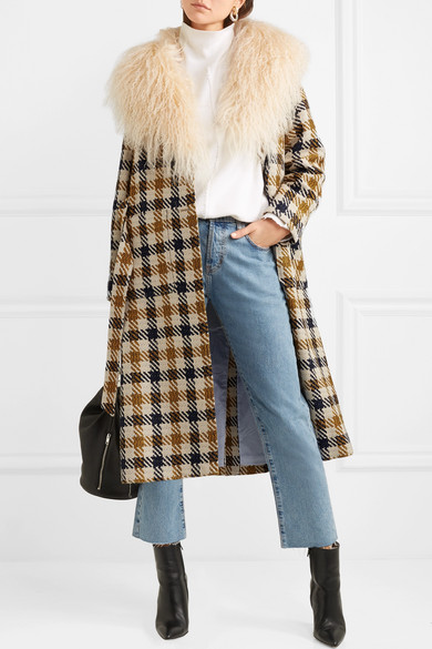 Cappotto a quadri colorato con pelliccia SEA tendenze inverno 2018