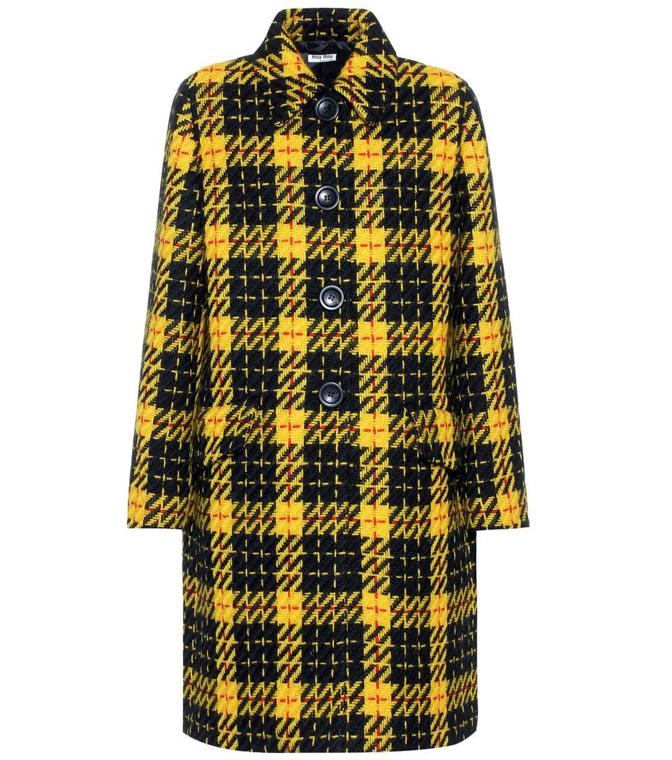 Cappotto a quadri colorato in tweed Miu Miu tendenze inverno 2018
