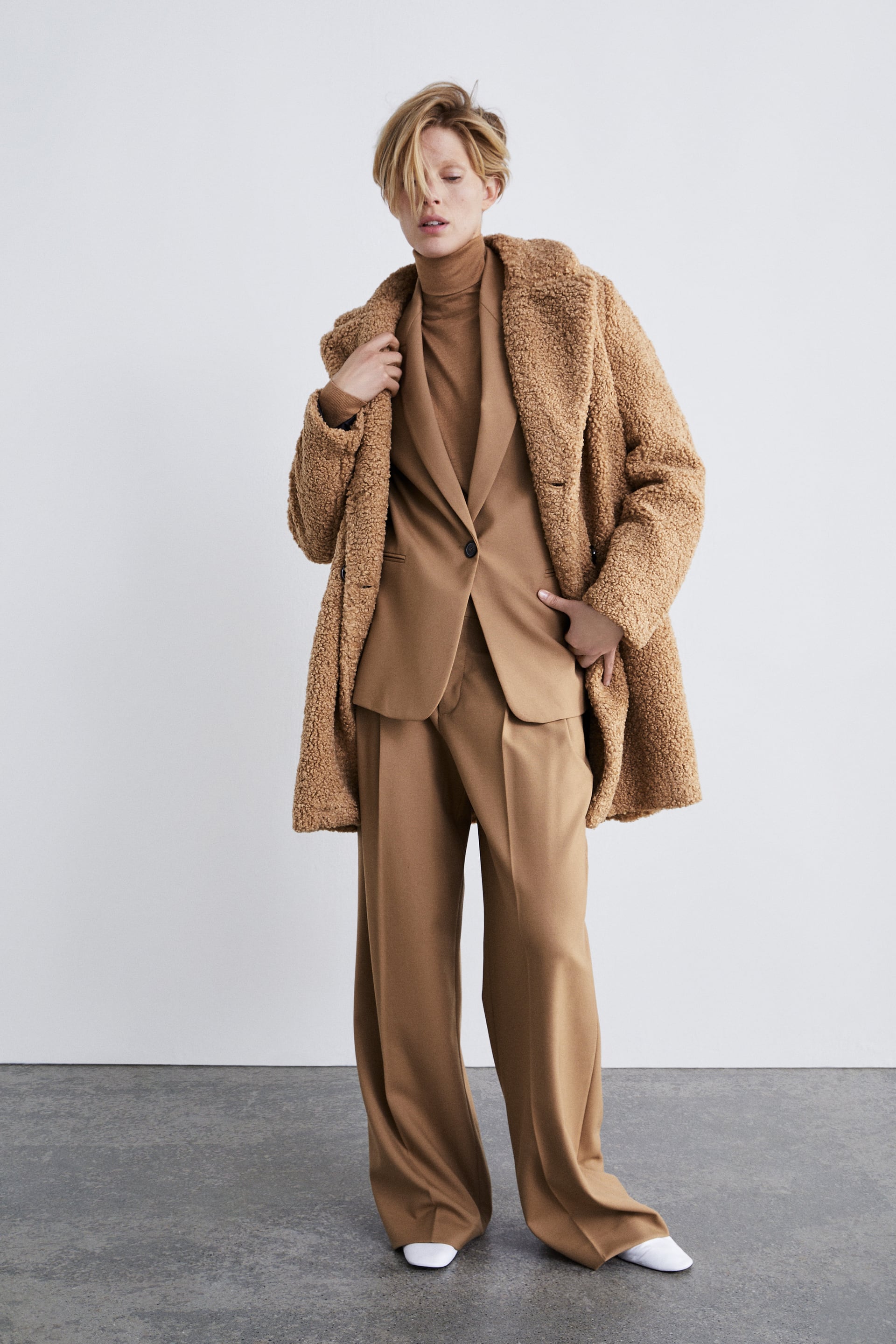 Cappotto cammello teddy bear coat Zara a 79,95 euro