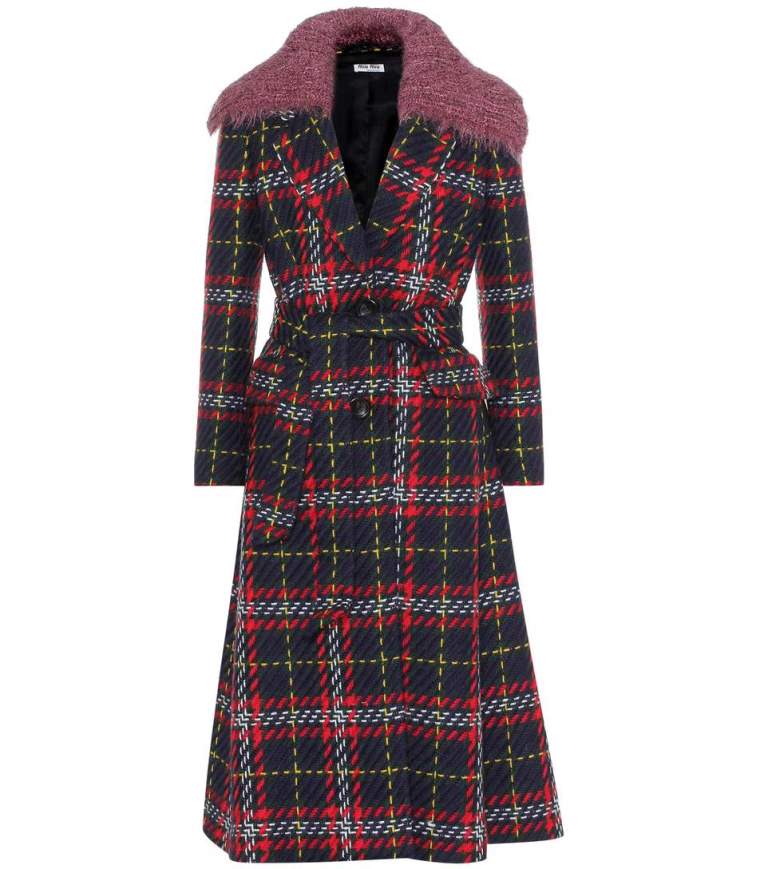 Cappotto tartan Miu Miu