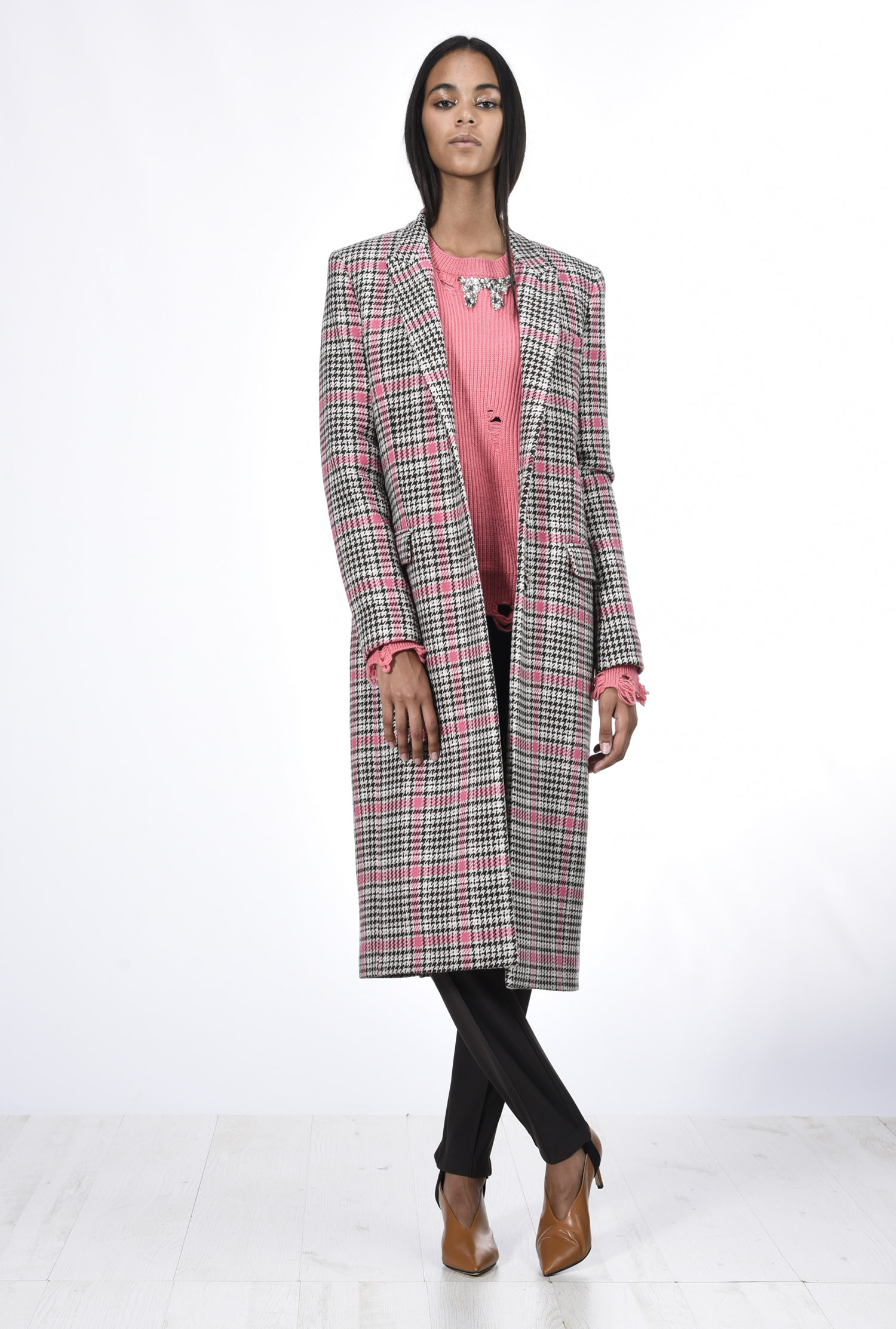 Cappotto vichy a quadri rosa Pinko tendenze inverno 2018
