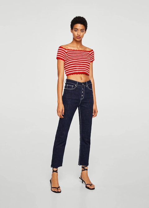 Crop top a righe Mango