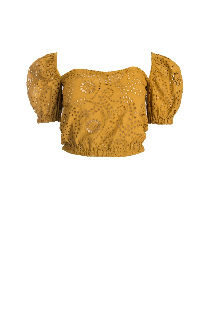 Crop top in pizzo sangallo