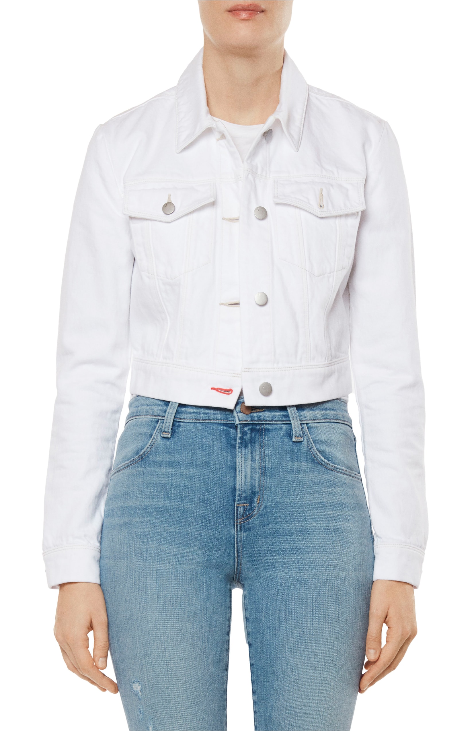 Giacca bianca cropped in denim J Brand