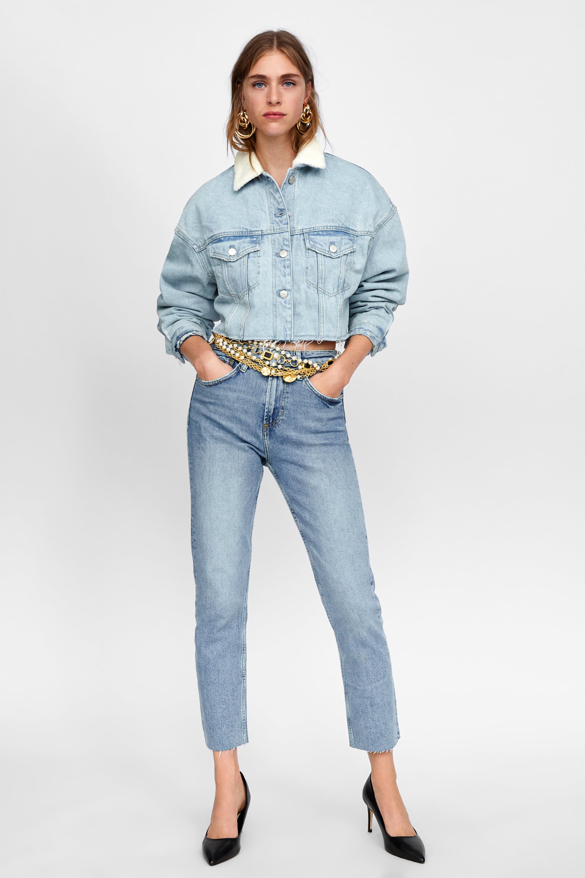 Giacca di jeans Zara con pelo