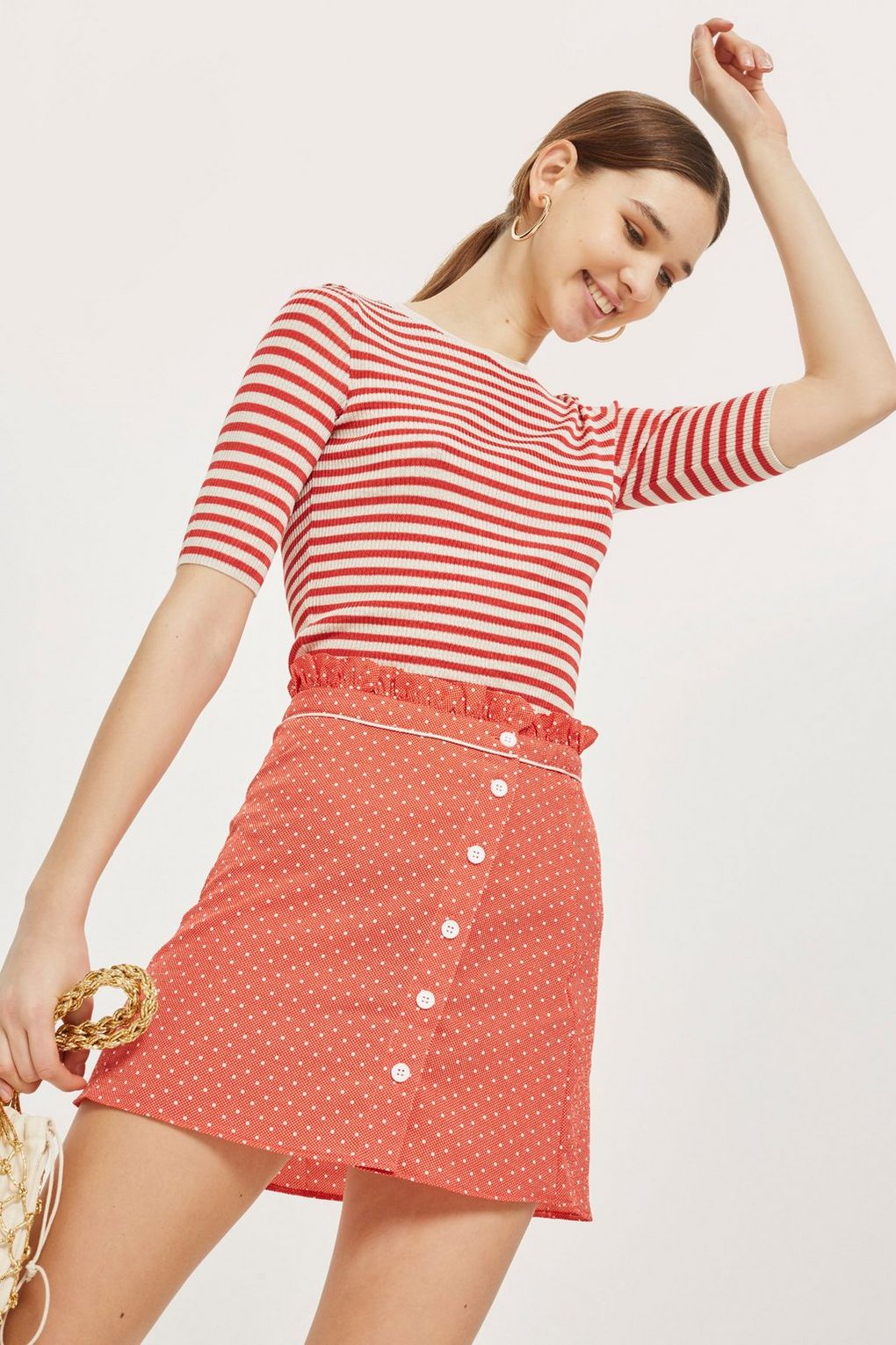 Gonna a vita alta con bottoni Topshop