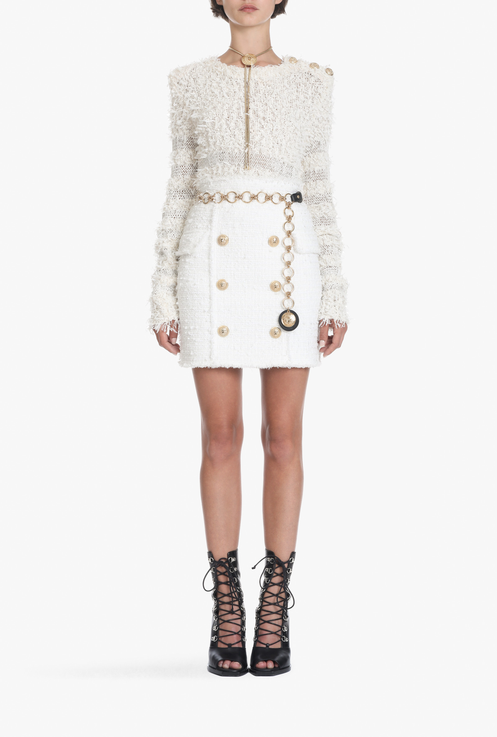 Gonna bianca a vita alta Balmain