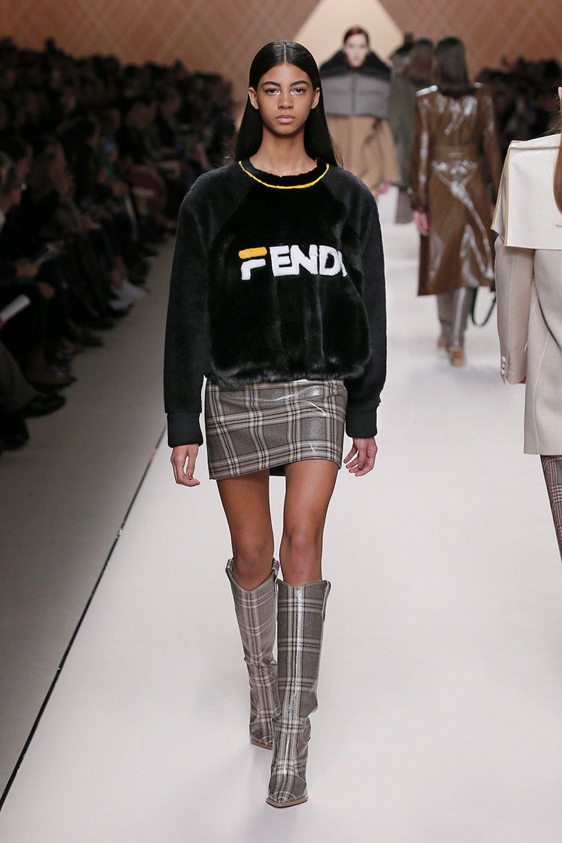 Gonna corta a quadri Fendi