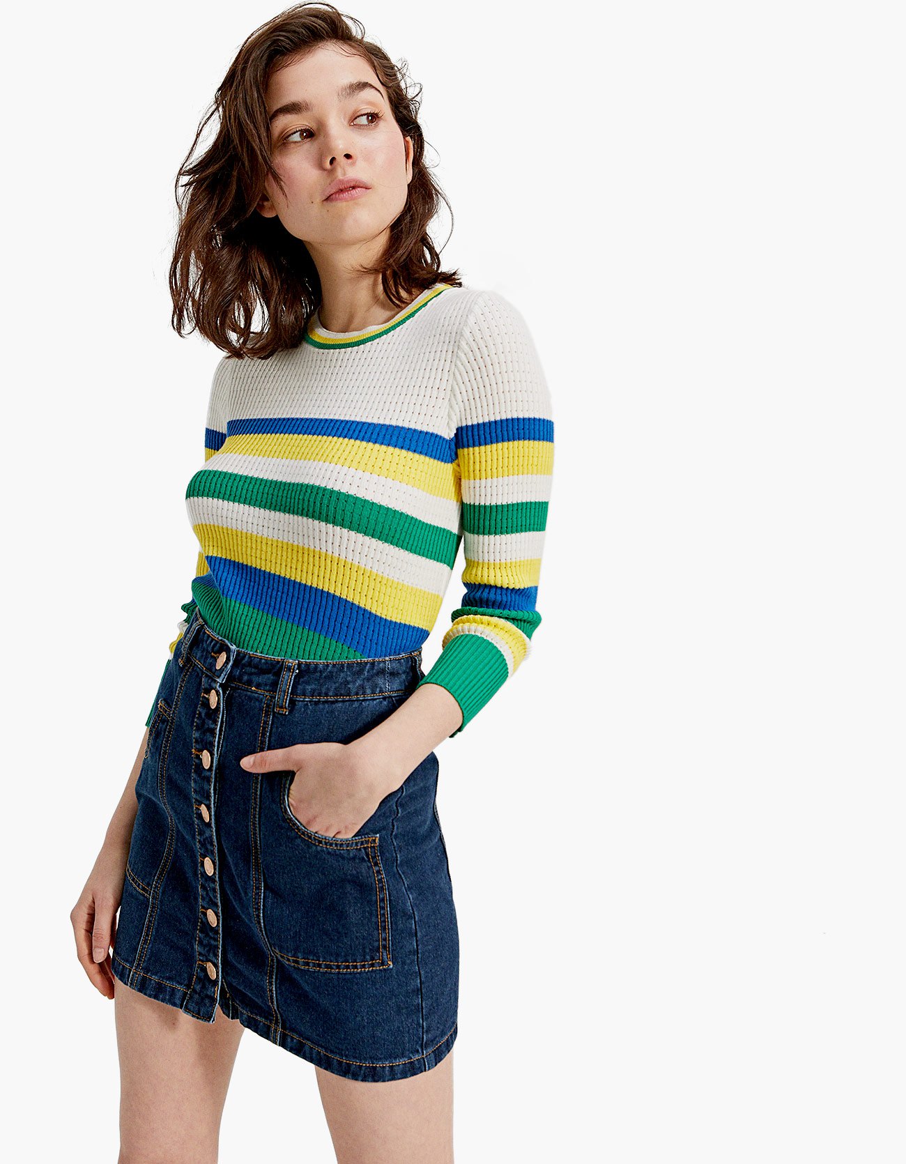 Gonna di jeans Stradivarius con bottoni