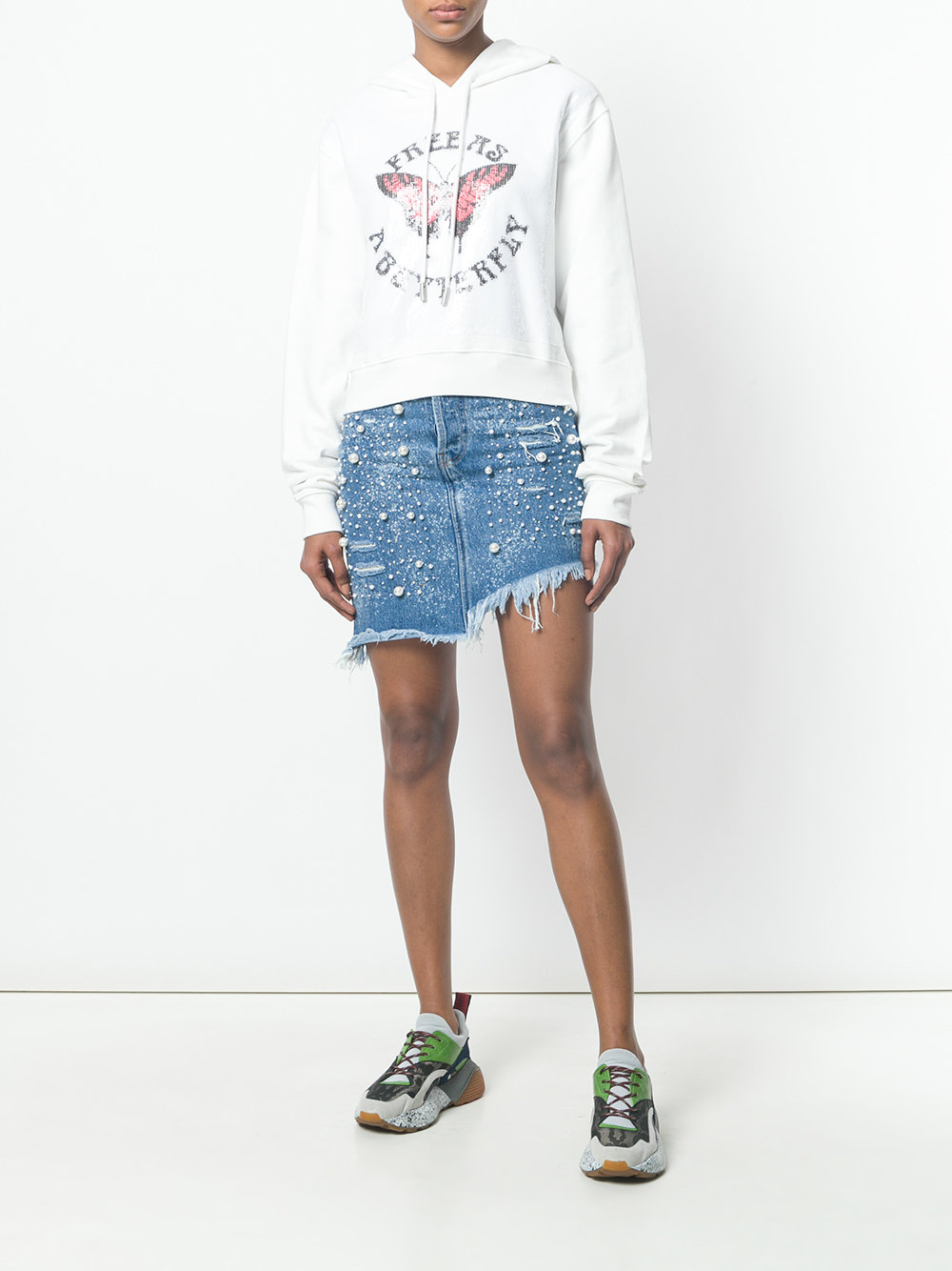 Gonna di jeans con perle Forte dei Marmi Couture