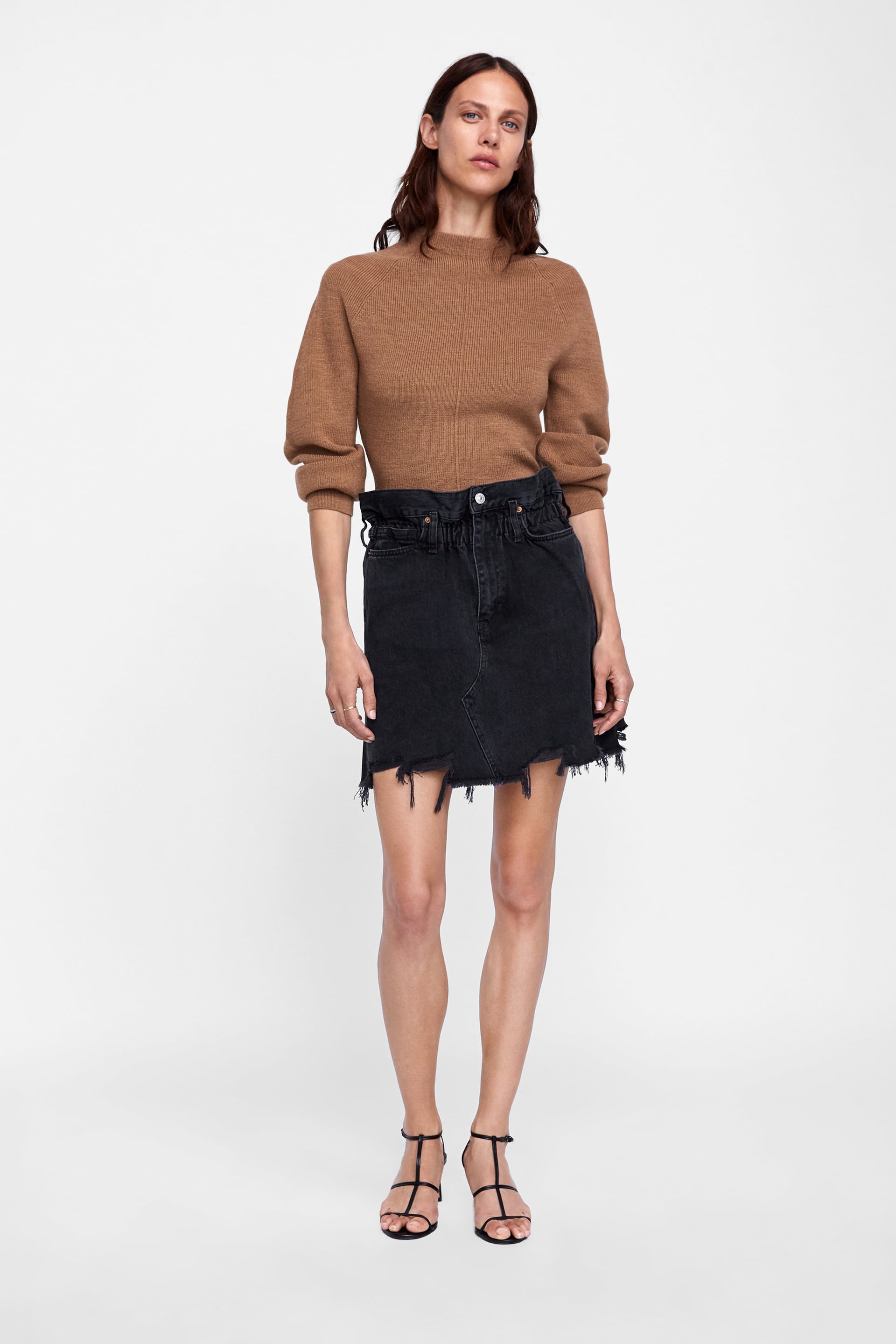 Gonna di jeans strappata a vita alta Zara
