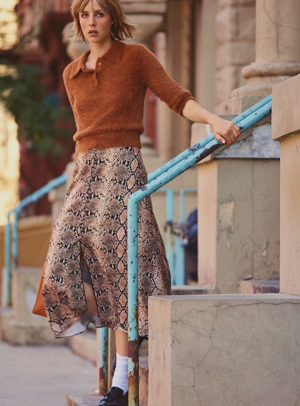 Gonna effetto pitone Zara moda anni '70 inverno 2019