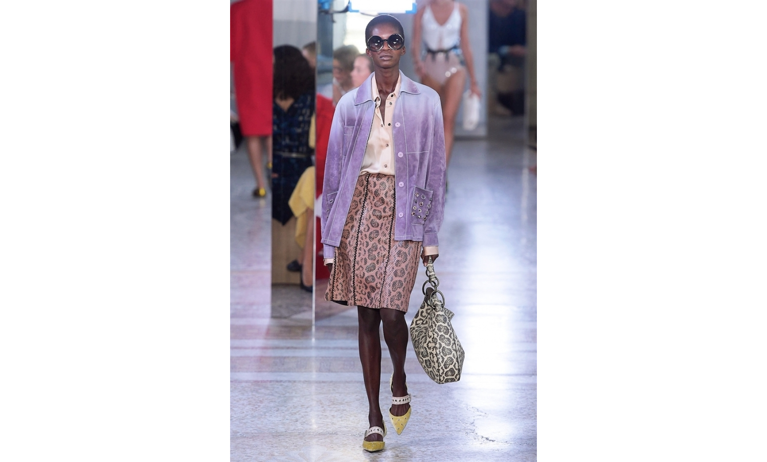 Gonna in pelle animalier Bottega Veneta