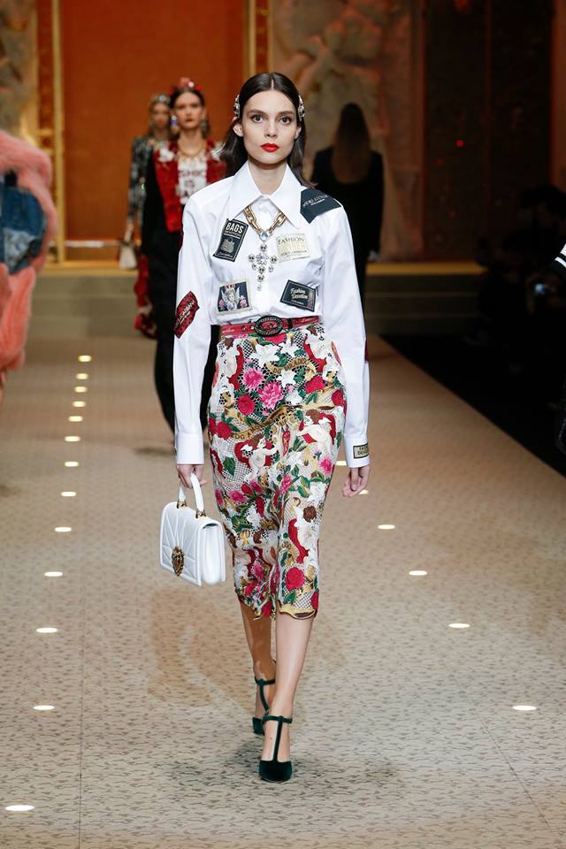 Gonna longuette a vita alta Dolce & Gabbana 