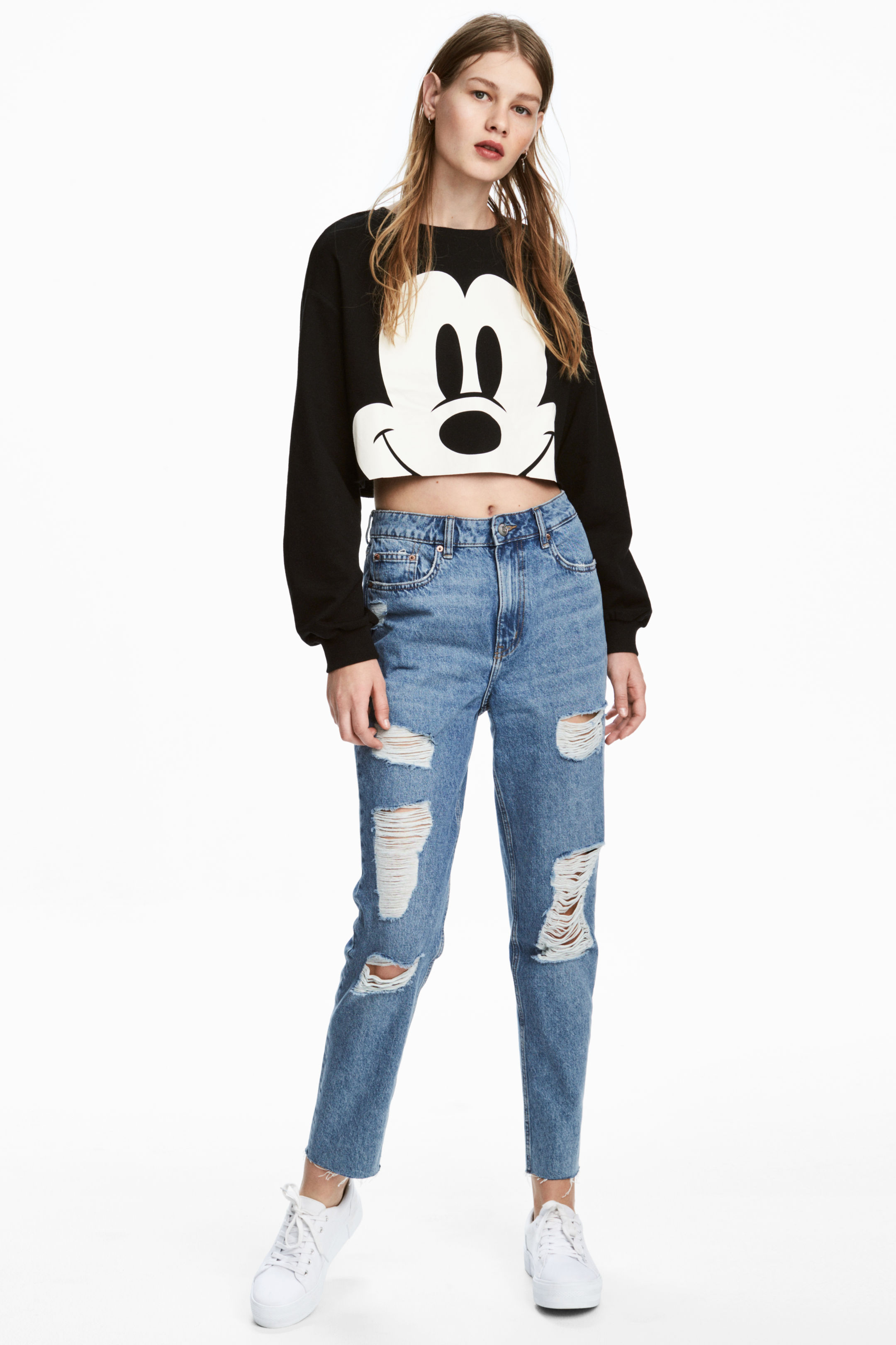Jeans a vita alta strappati H&M