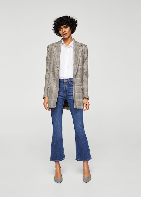 Jeans a zampa corti alla caviglia Mango blu scuro