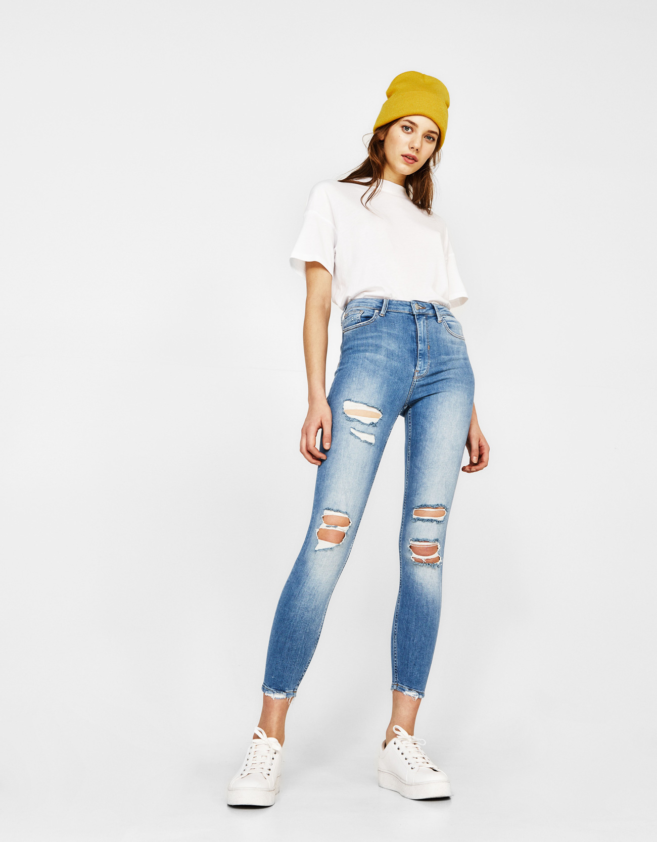 Jeans skinny a vita alta Bershka