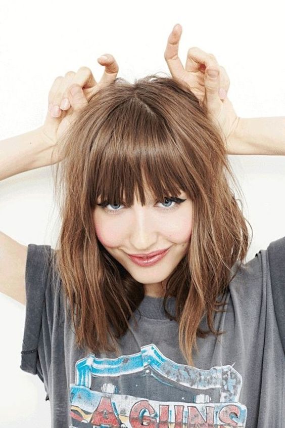 Long bob con frangia