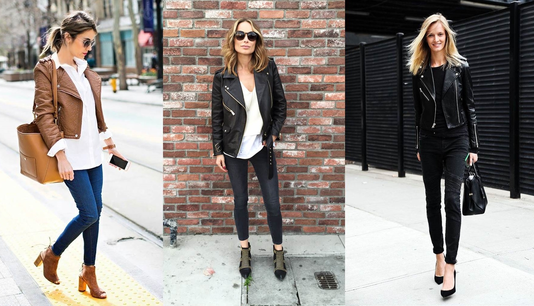 Look con giacca di pelle