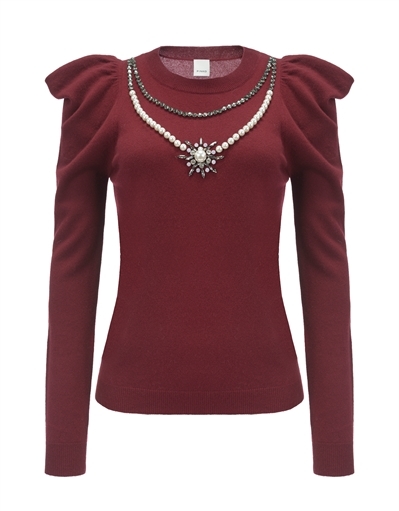 Maglia con volants e applicazioni Pinko