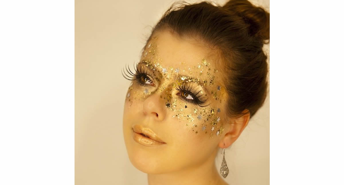 Make up maschera di stelle oro festa