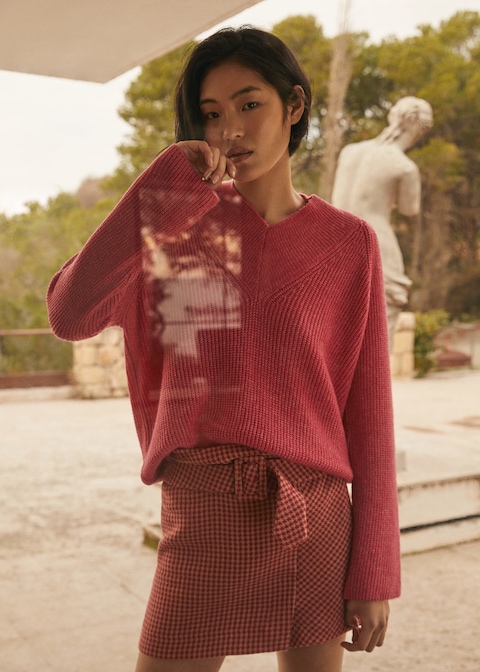 Minigonna rosa a quadri Mango a 35,99 euro