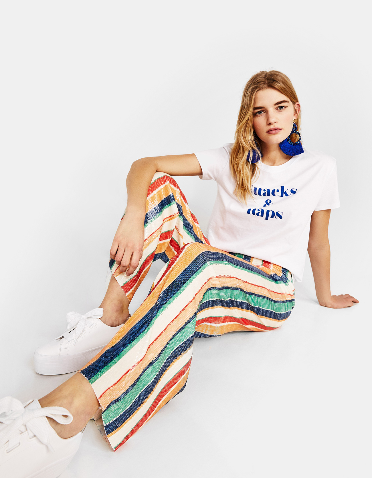 Pantaloni a righe Bershka