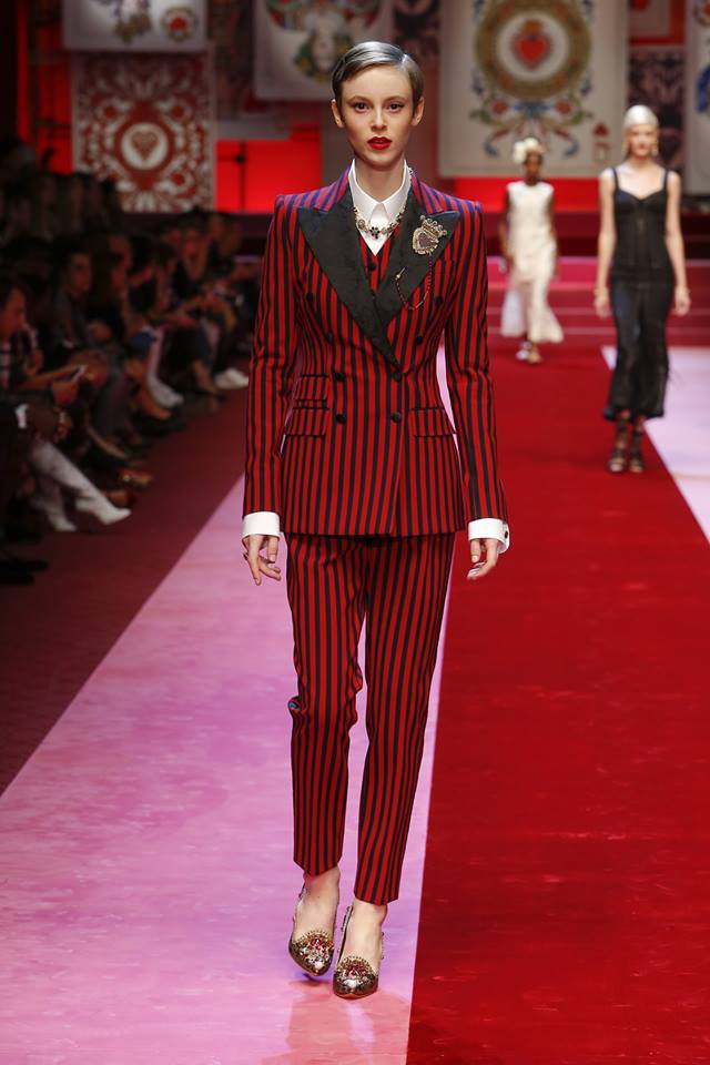 Pantaloni a sigaretta eleganti a righe Dolce & Gabbana fb