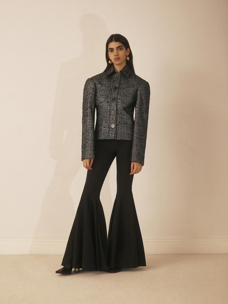 Pantaloni a zampa neri Ellery moda anni '70 inverno 2019
