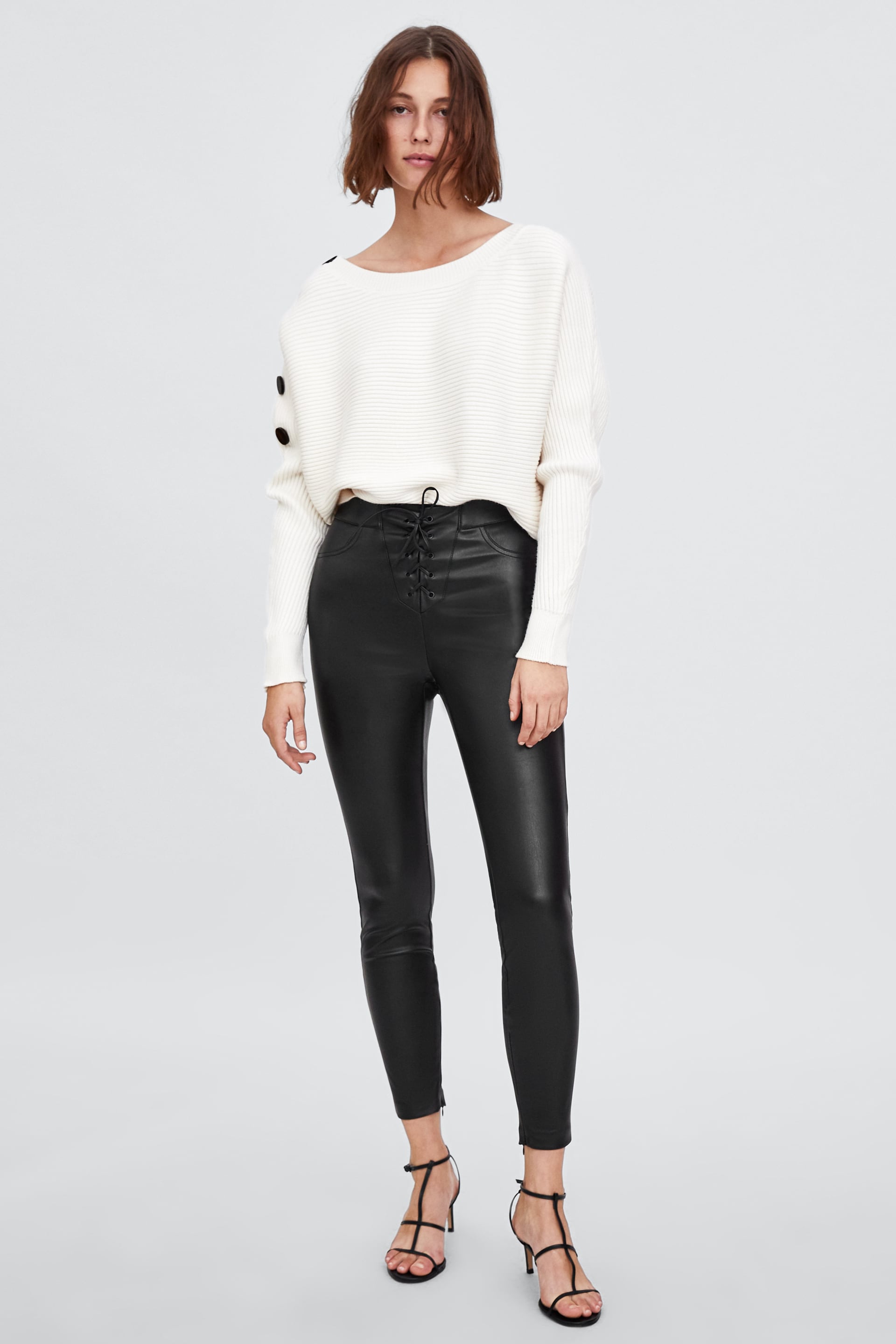 Pantaloni leggings di pelle Zara tendenza inverno 2019